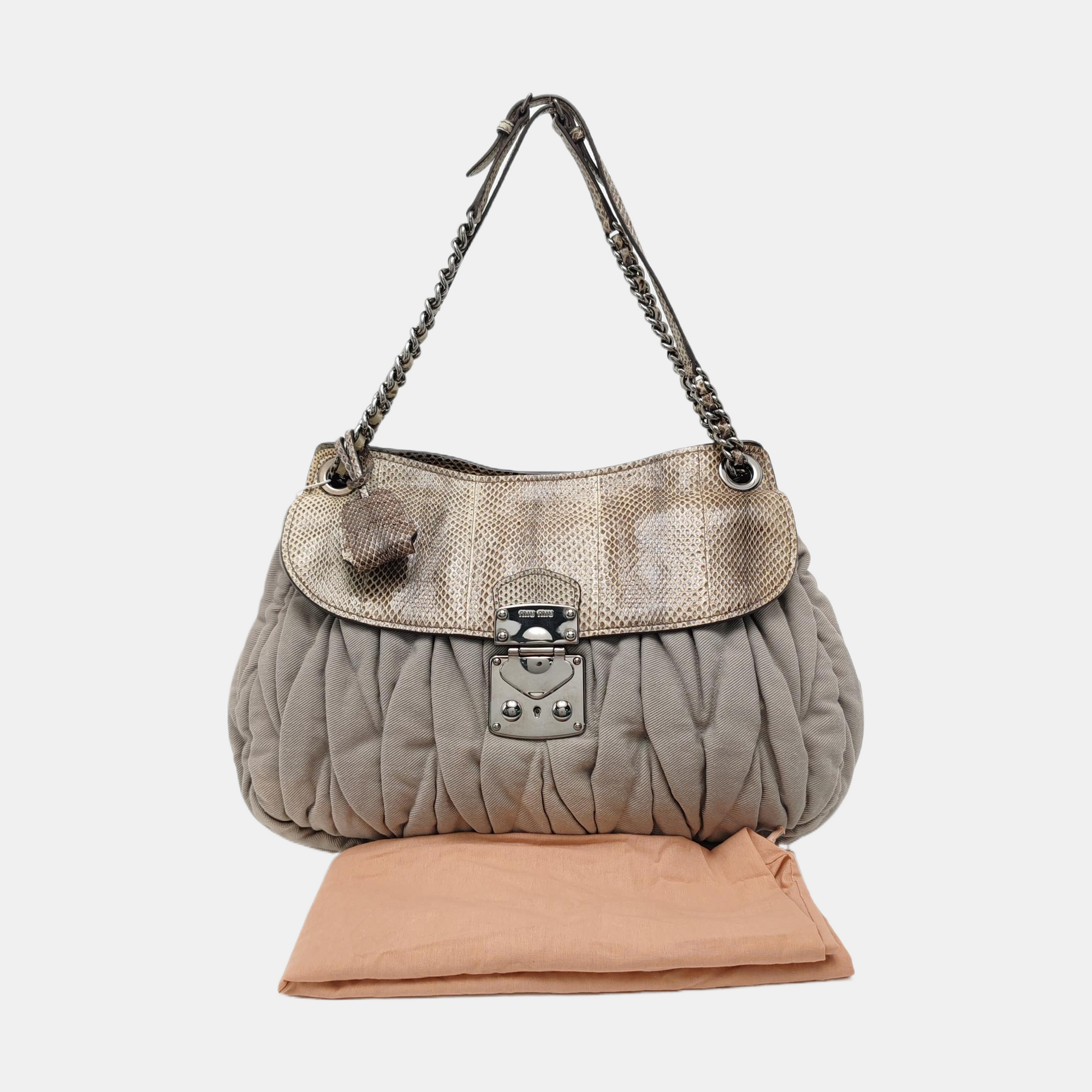 Quilted Fabric Shoulder Bag Gray