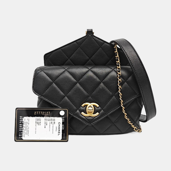 Quilted Calfskin Shoulder Bag Black
