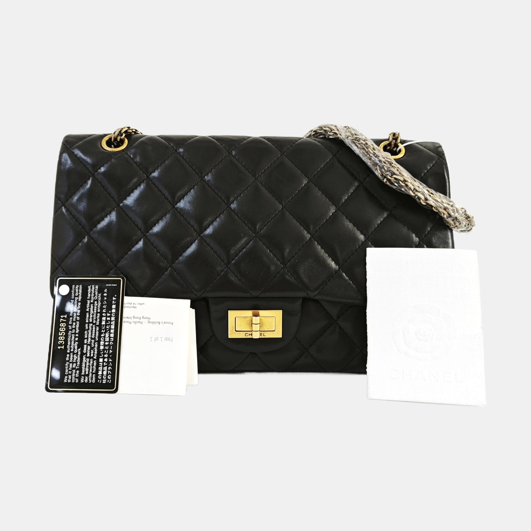 2.55 Maxi Quilted Lambskin Black