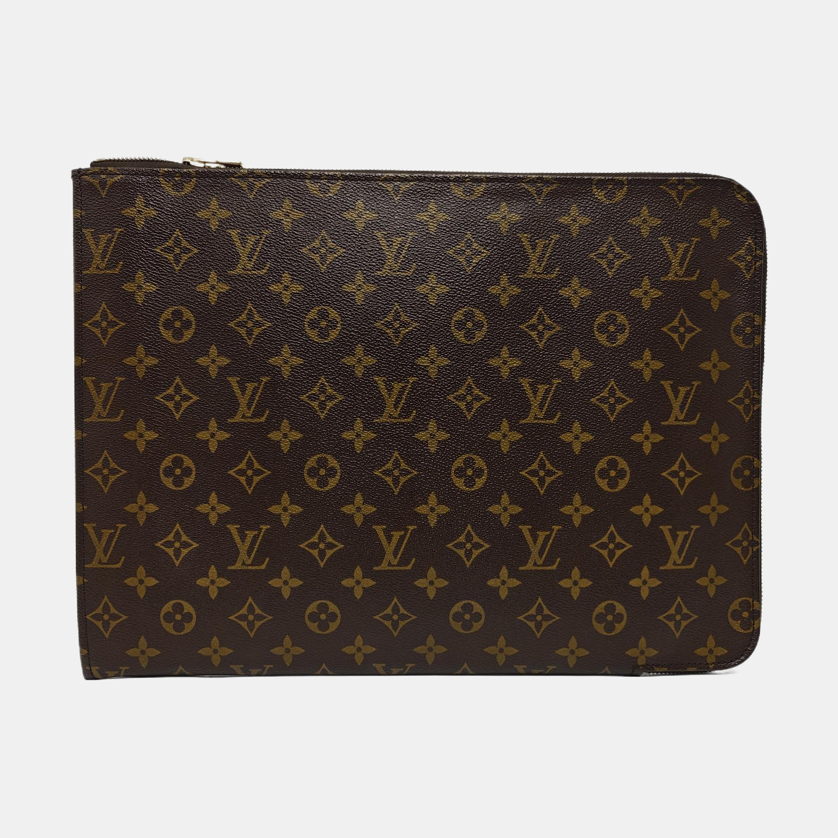 Monogram Coated Canvas Clutch Brown