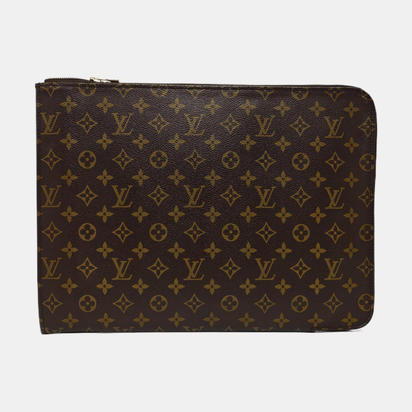 Monogram Coated Canvas Clutch Brown