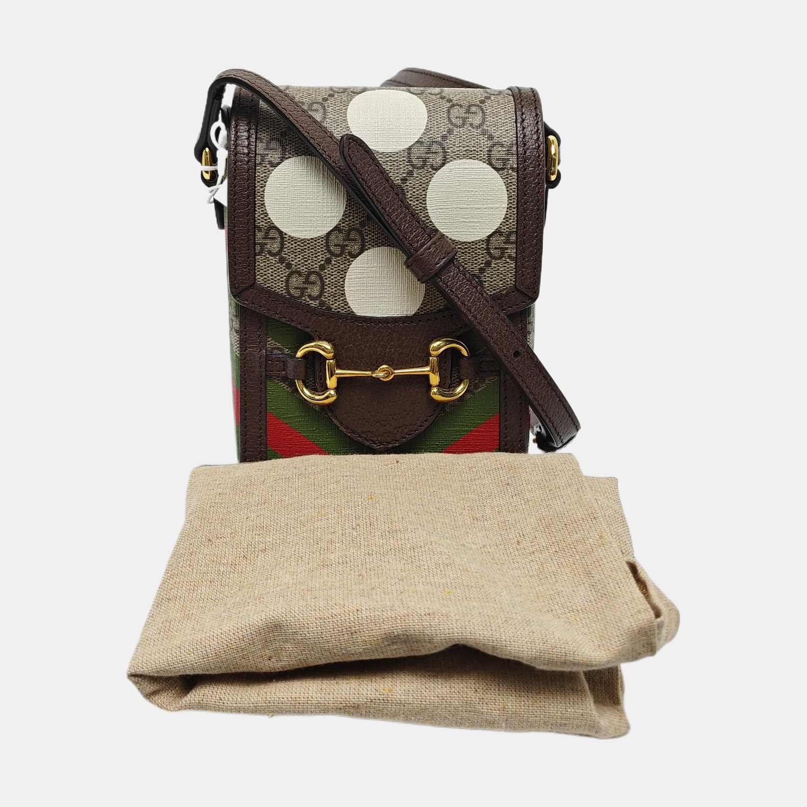 Authenticated pre-owned  Horsebit 1955 Mini Coated Canvas Beige - Shoulder Bag at Looply