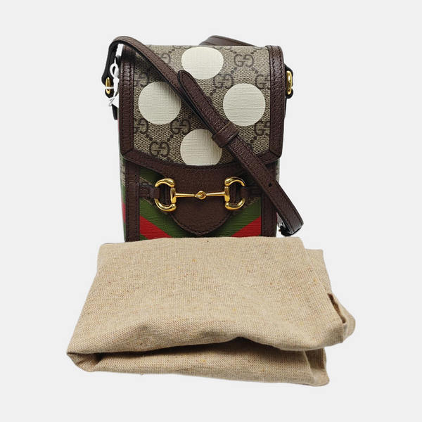 Authenticated pre-owned  Horsebit 1955 Mini Coated Canvas Beige - Shoulder Bag at Looply