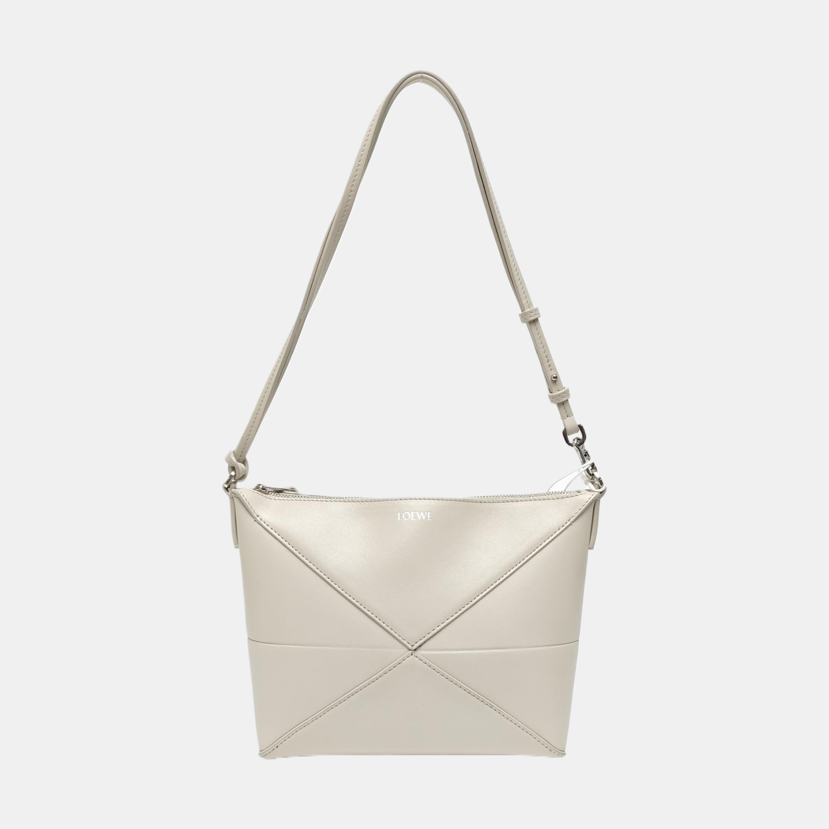 Puzzle Fold Mini Quilted Calfskin White
