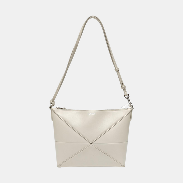 Puzzle Fold Mini Quilted Calfskin White