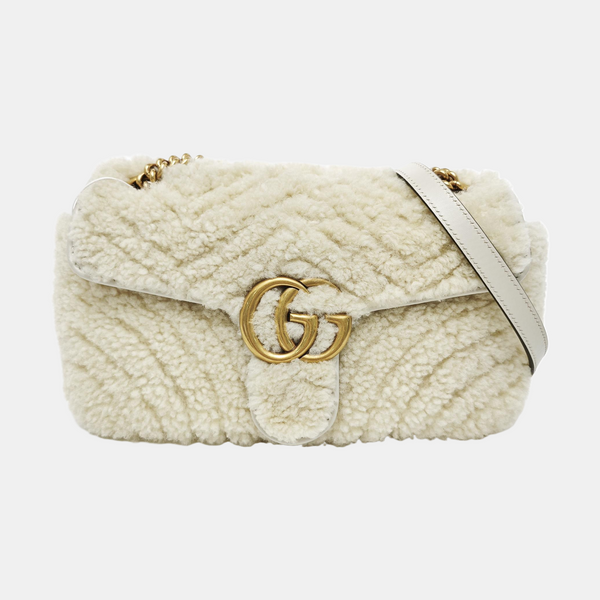 GG Marmont Medium Quilted Sheepskin Beige