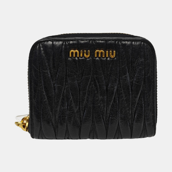 Quilted Lambskin Card Holder Black