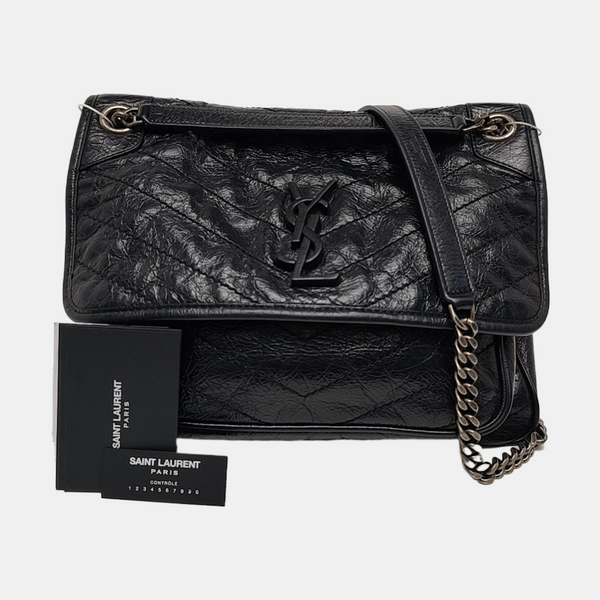 NIKI Medium Chevron Calfskin Black