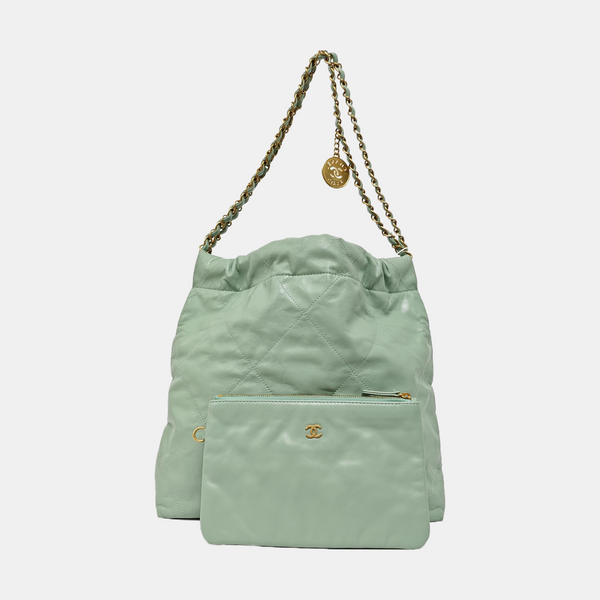 CHANEL 22 Small Quilted Calfskin Green