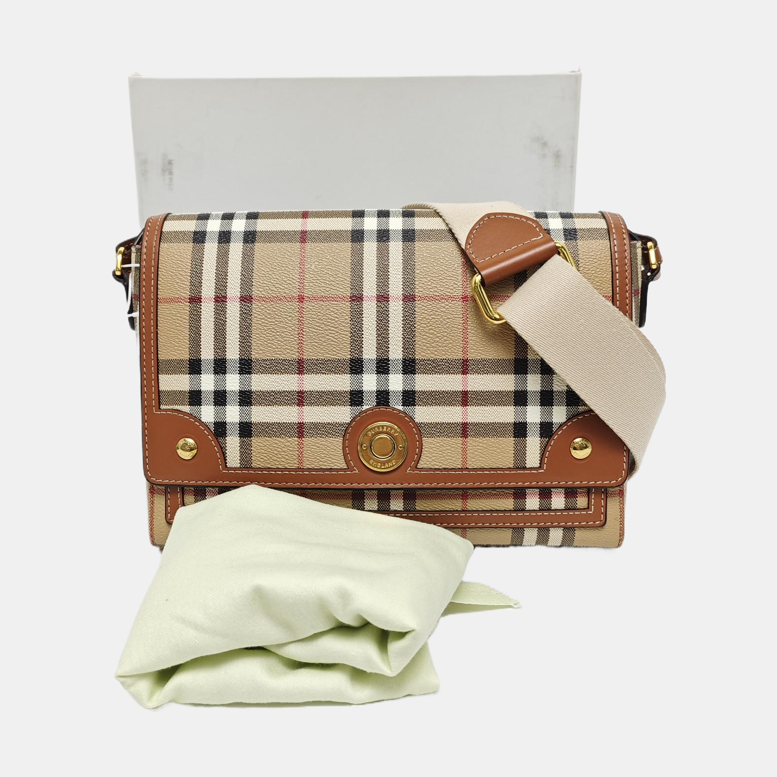 Coated Canvas Crossbody Bag Beige