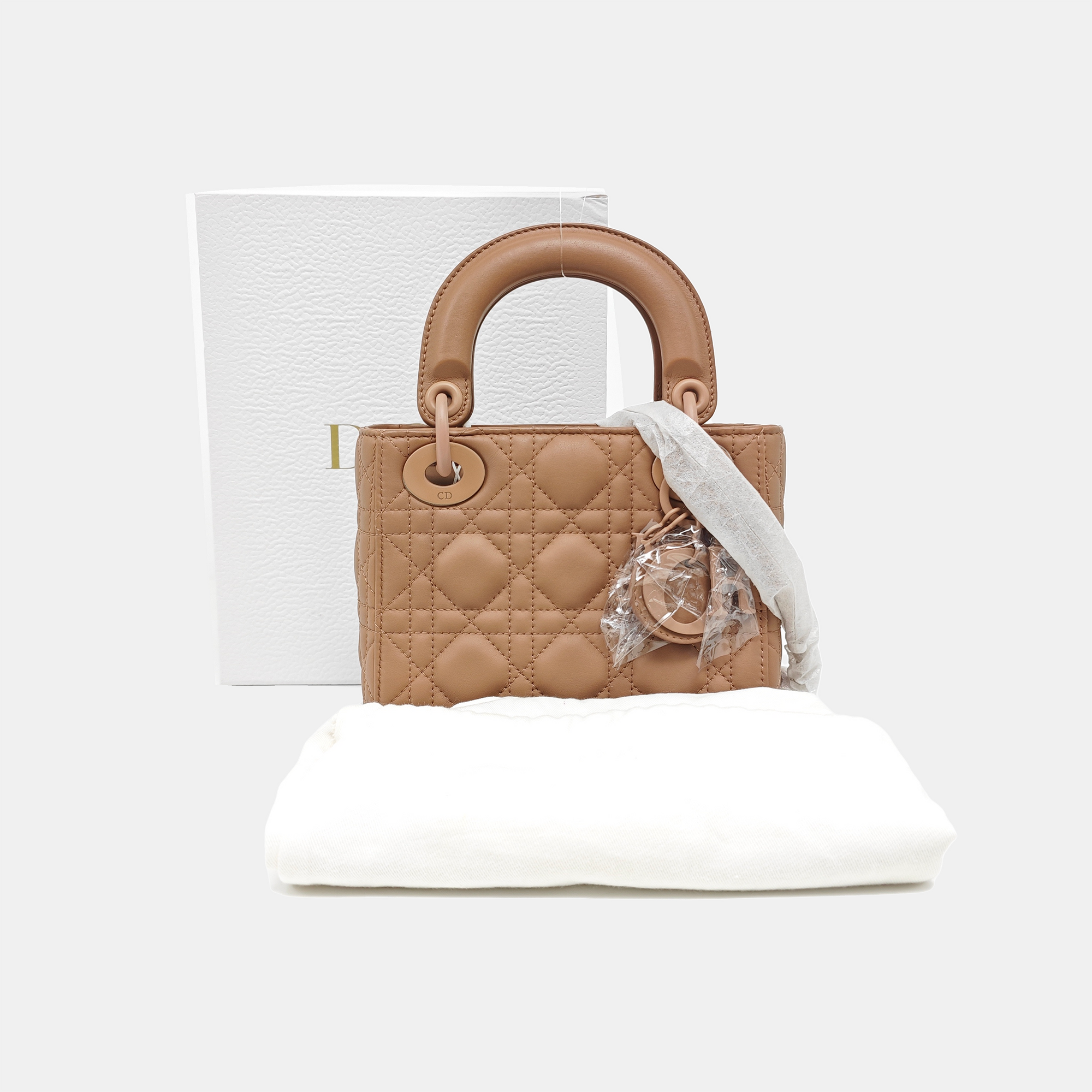 Lady Dior Mini Cannage Calfskin Beige