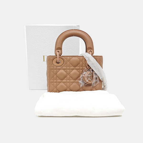 Lady Dior Mini Cannage Calfskin Beige