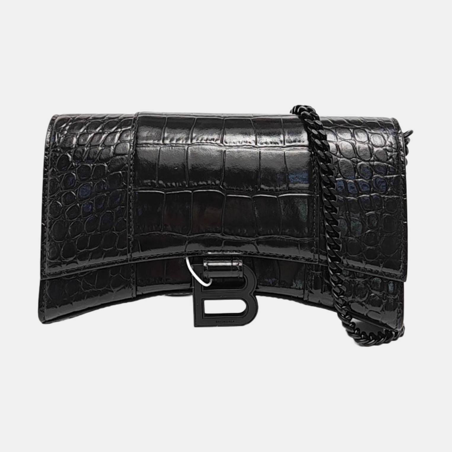 Hourglass Wallet On Chain Mini Calfskin Black