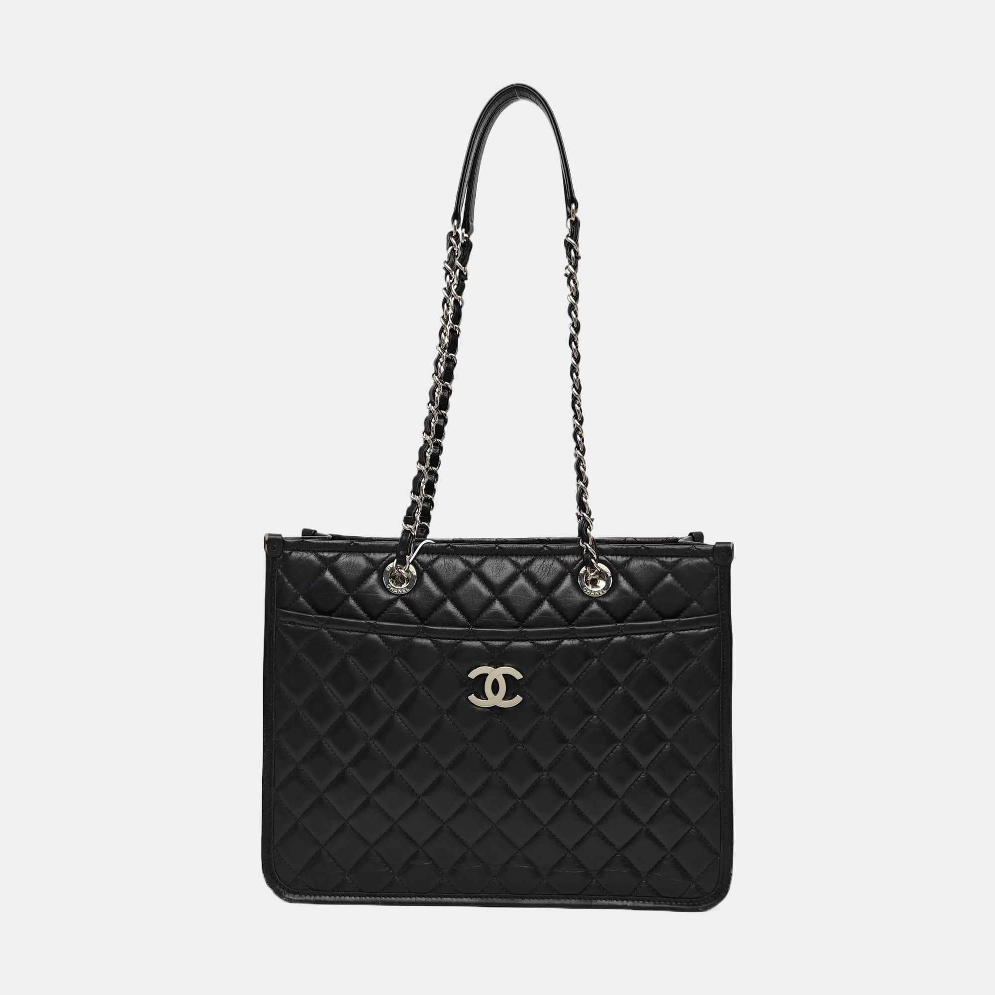 Quilted Calfskin Shoulder Bag Black