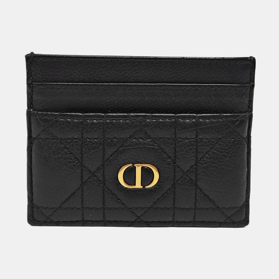 Dior Caro Cannage Calfskin Black Card Holder