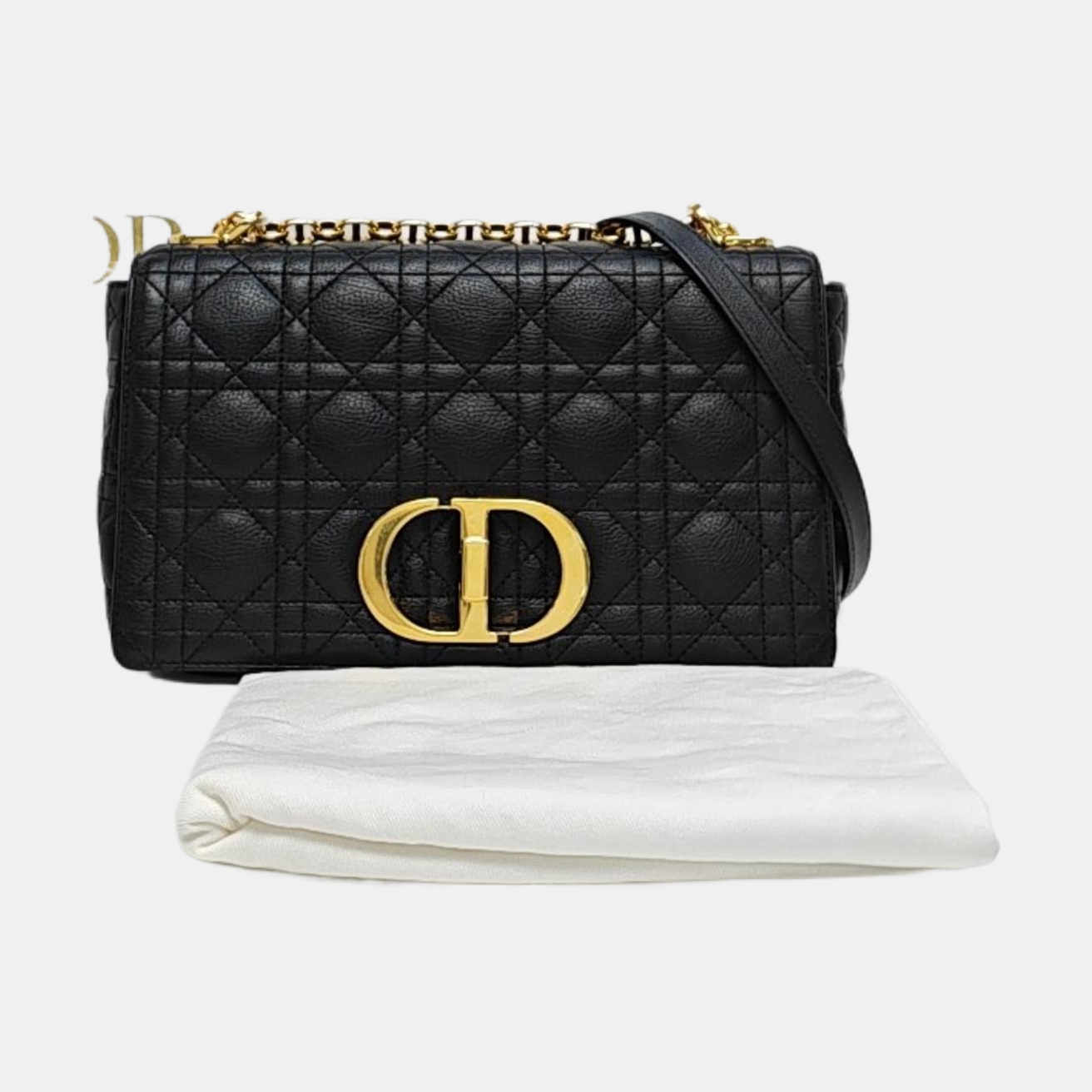 Authenticated pre-owned  Dior Caro Medium Quilted Calfskin Black - Shoulder Bag at Looply