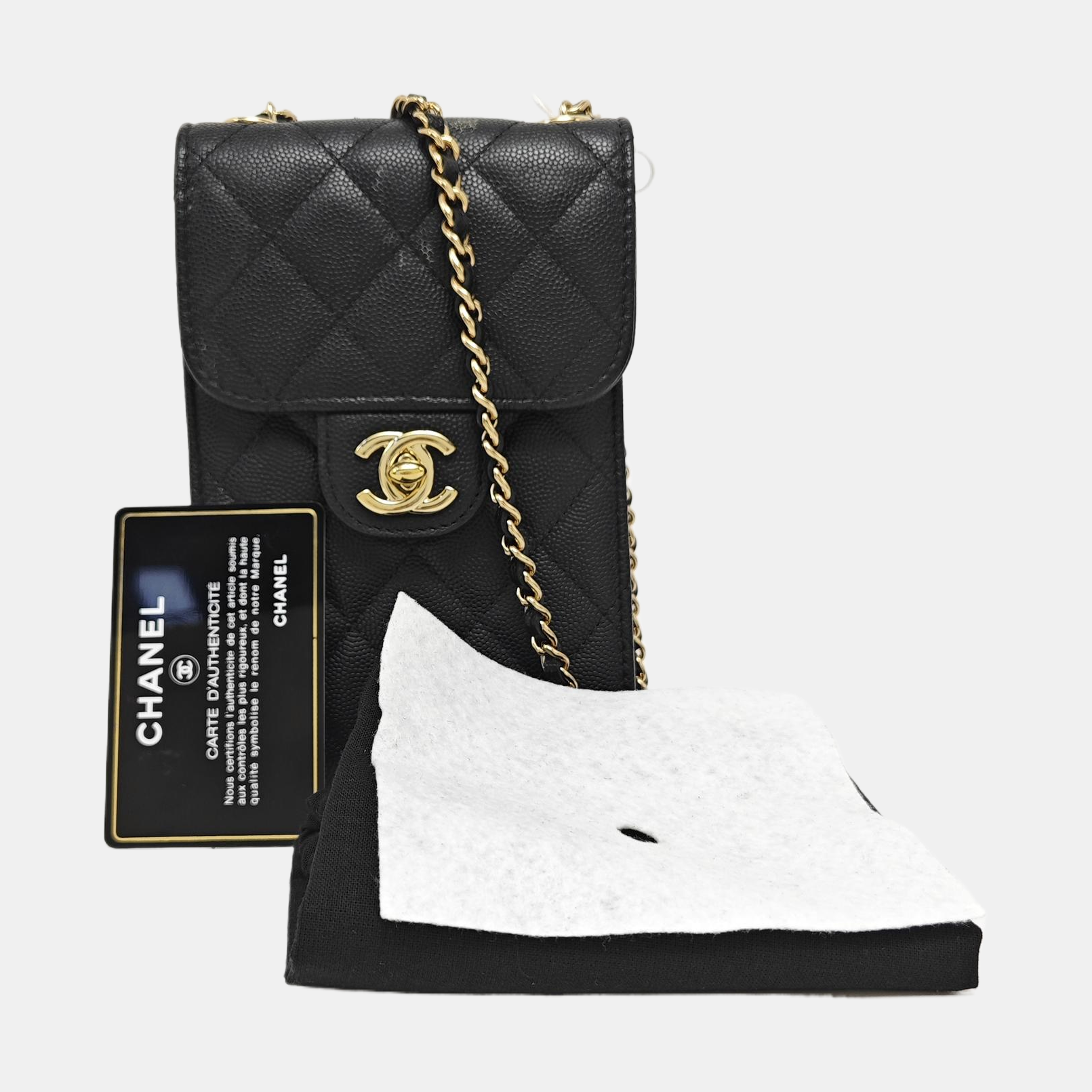 Grained Calfskin Shoulder Bag Black