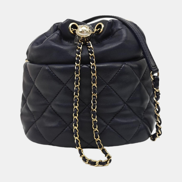 Quilted Lambskin Shoulder Bag Blue