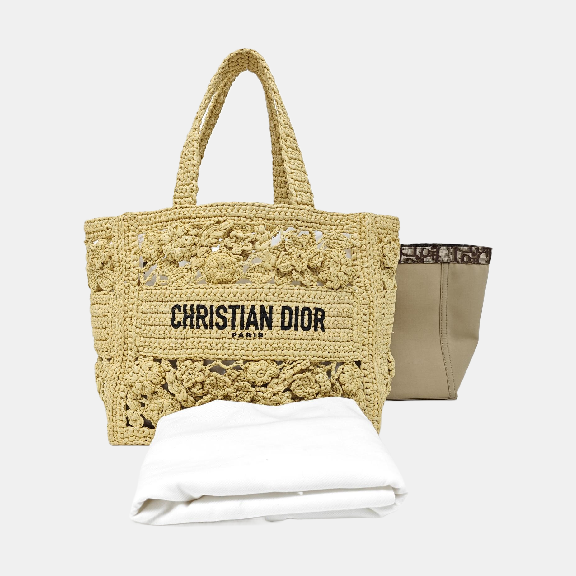 Book Tote Small Straw Beige
