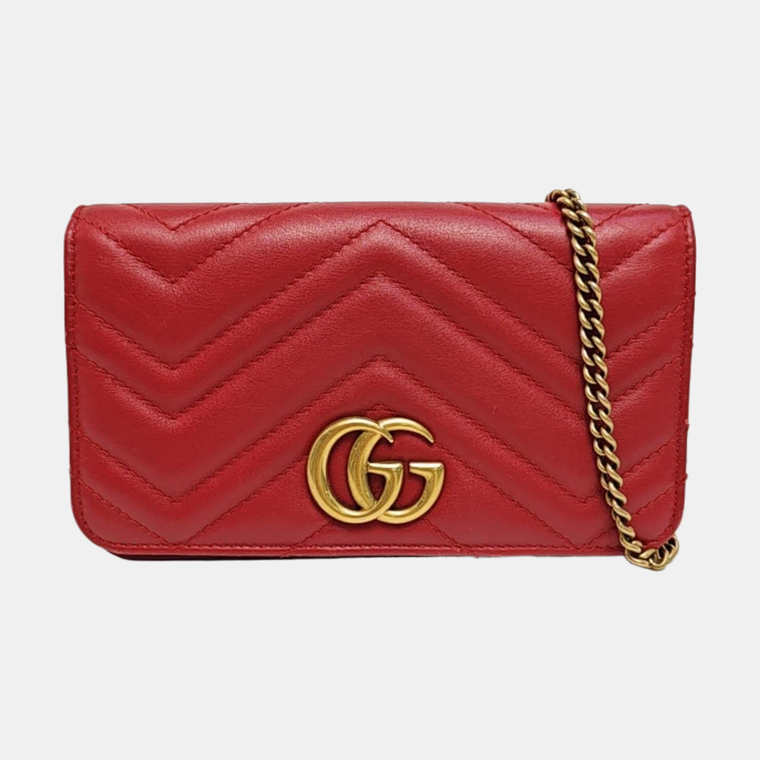 GG Marmont Super Mini Quilted Calfskin Red