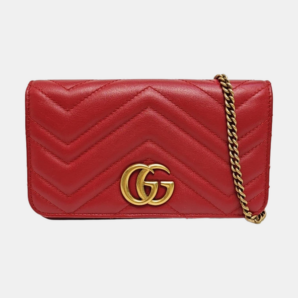 GG Marmont Super Mini Quilted Calfskin Red