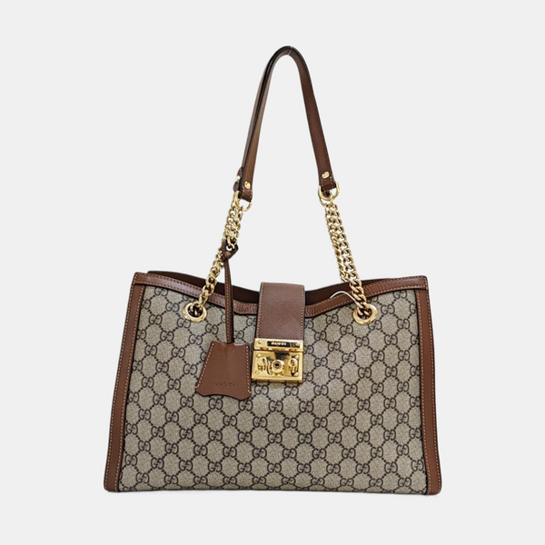Padlock Medium Monogram Coated Canvas Beige