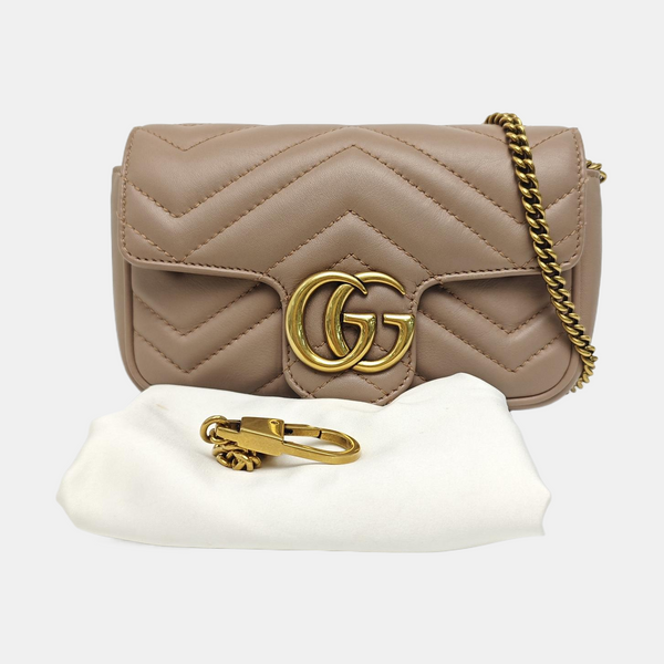 GG Marmont Mini Quilted Calfskin Beige