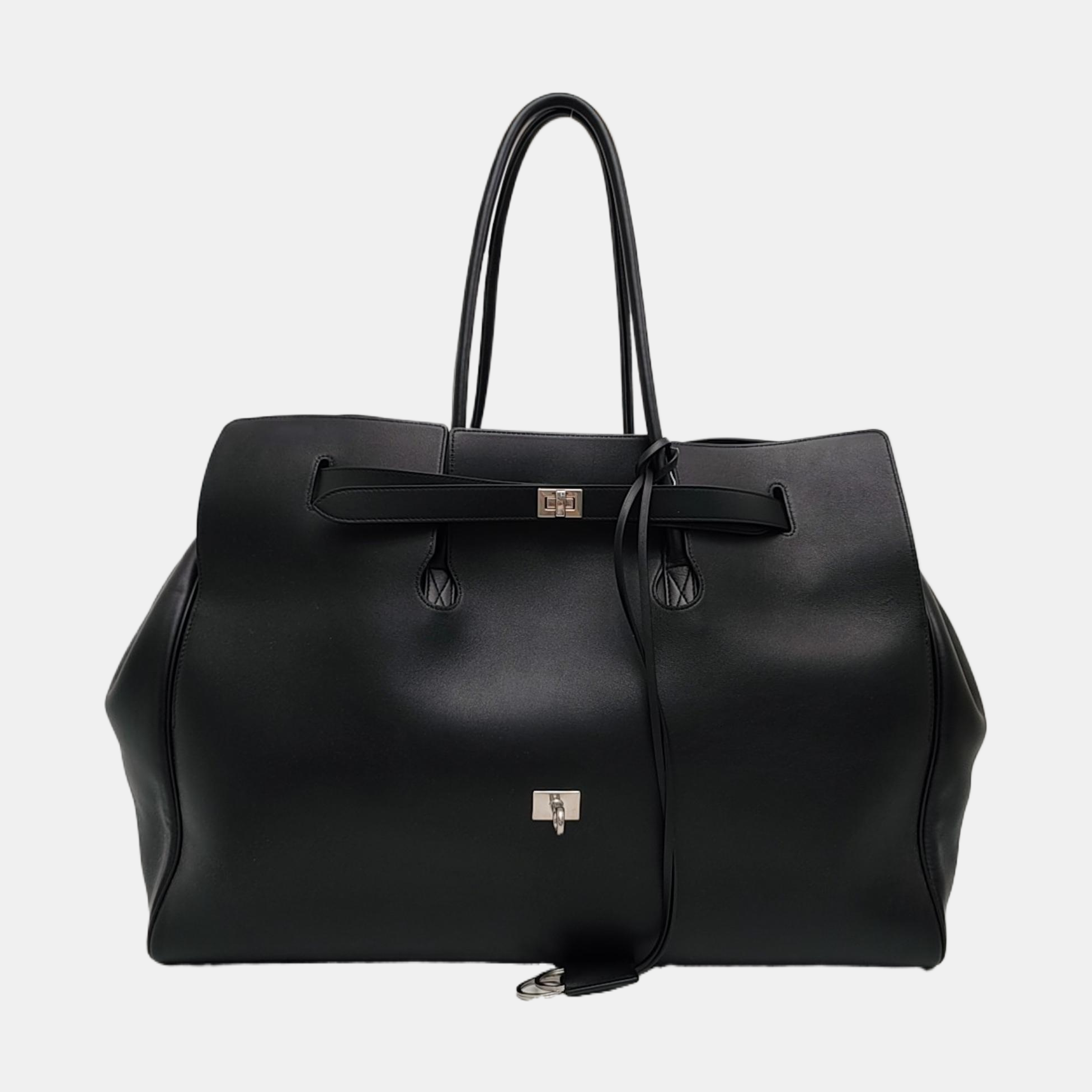 Calfskin Top Handle Bag Black