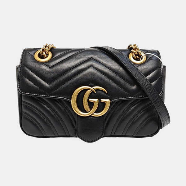 GG Marmont Small Quilted Calfskin Black