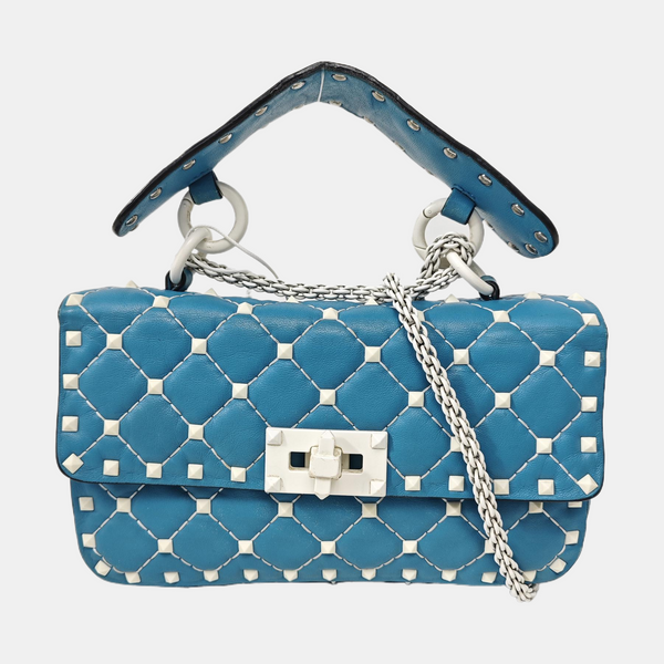 Spike Up Small Quilted Lambskin Blue