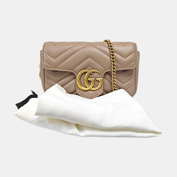 GG Marmont Mini Quilted Calfskin Beige