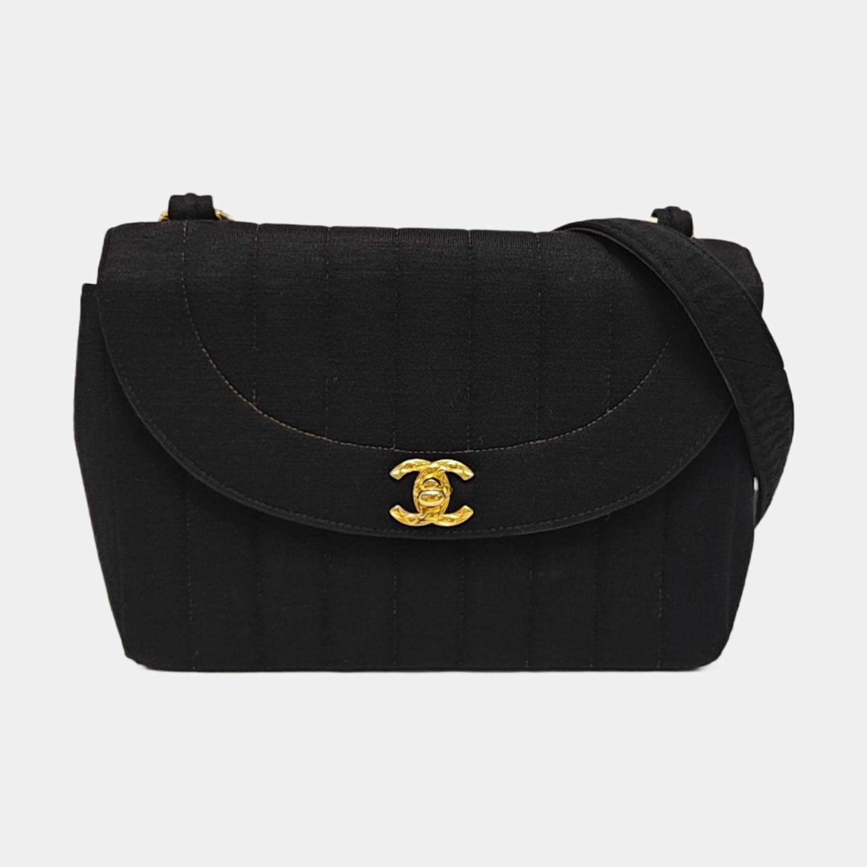 Quilted Fabric Shoulder Bag Black