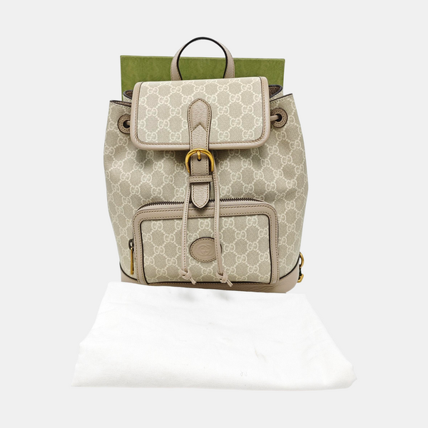 Monogram Coated Canvas Backpack Beige