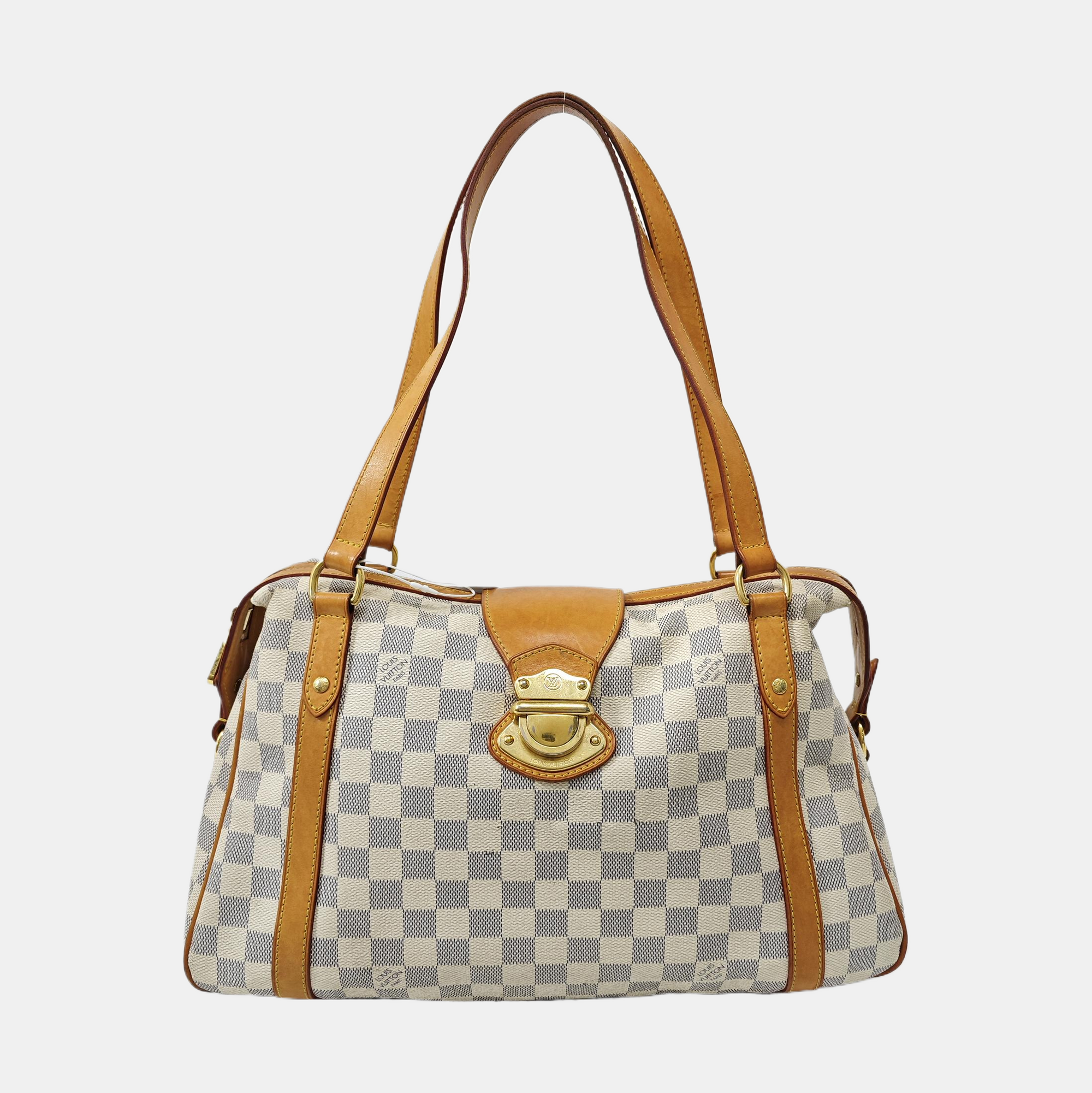 STRESA PM Damier Azur Coated Canvas White