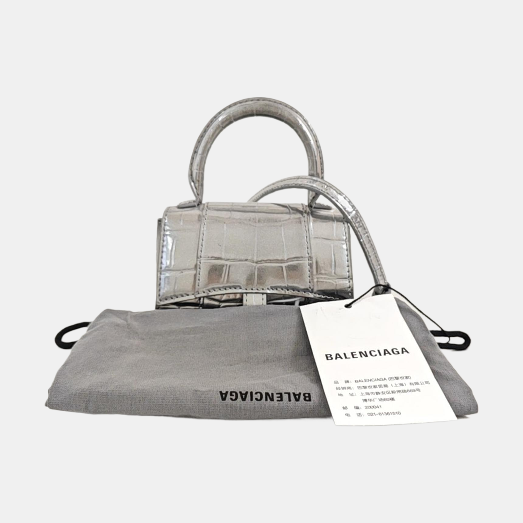 Hourglass Mini Calfskin Silver