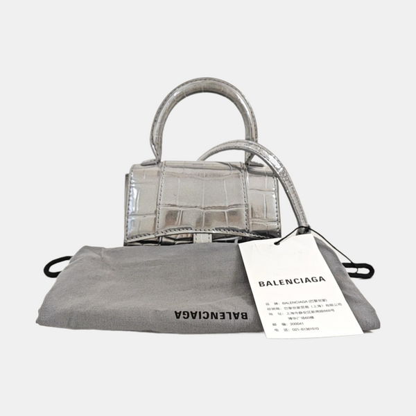 Hourglass Mini Calfskin Silver