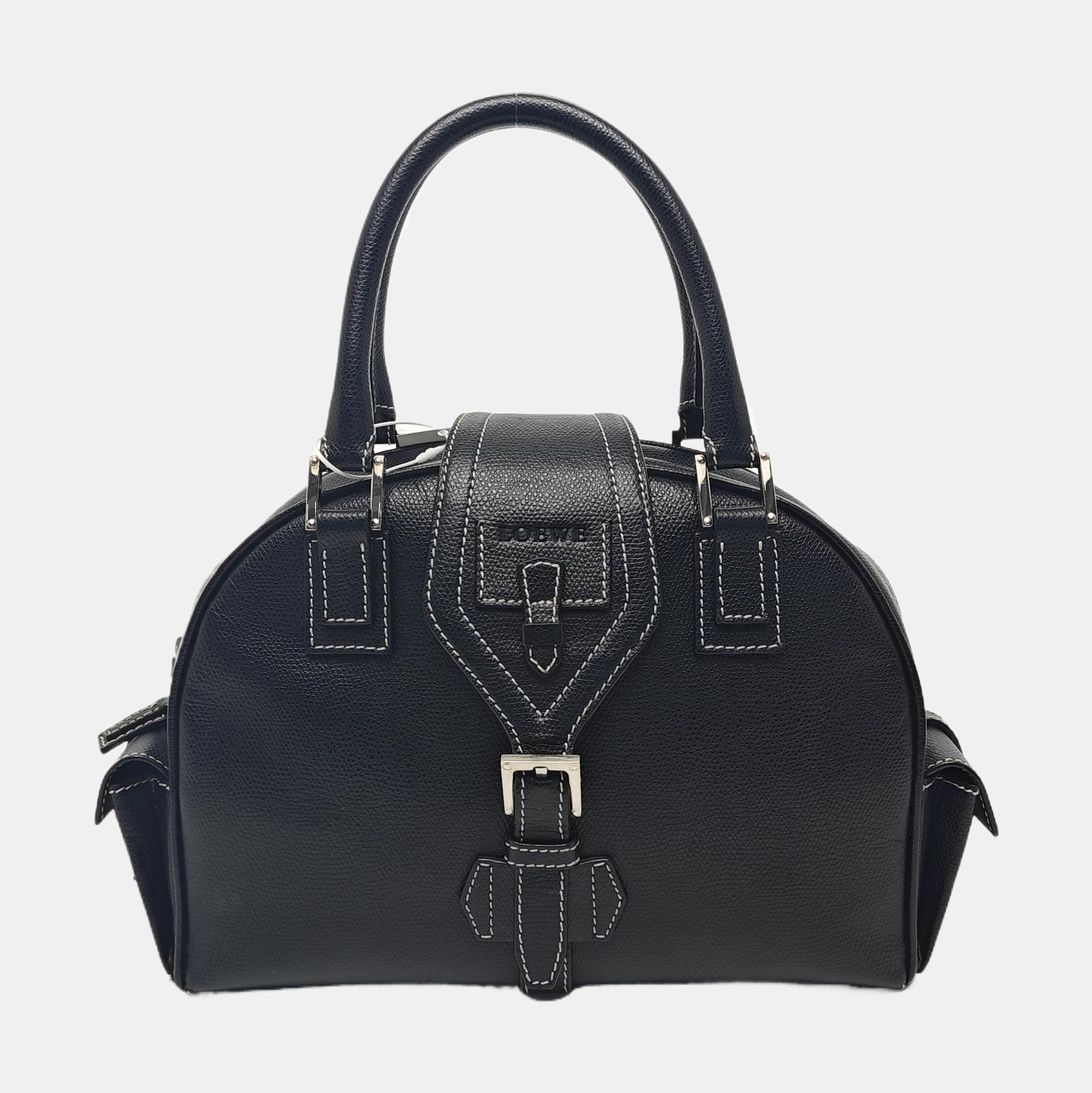 Calfskin Top Handle Bag Black