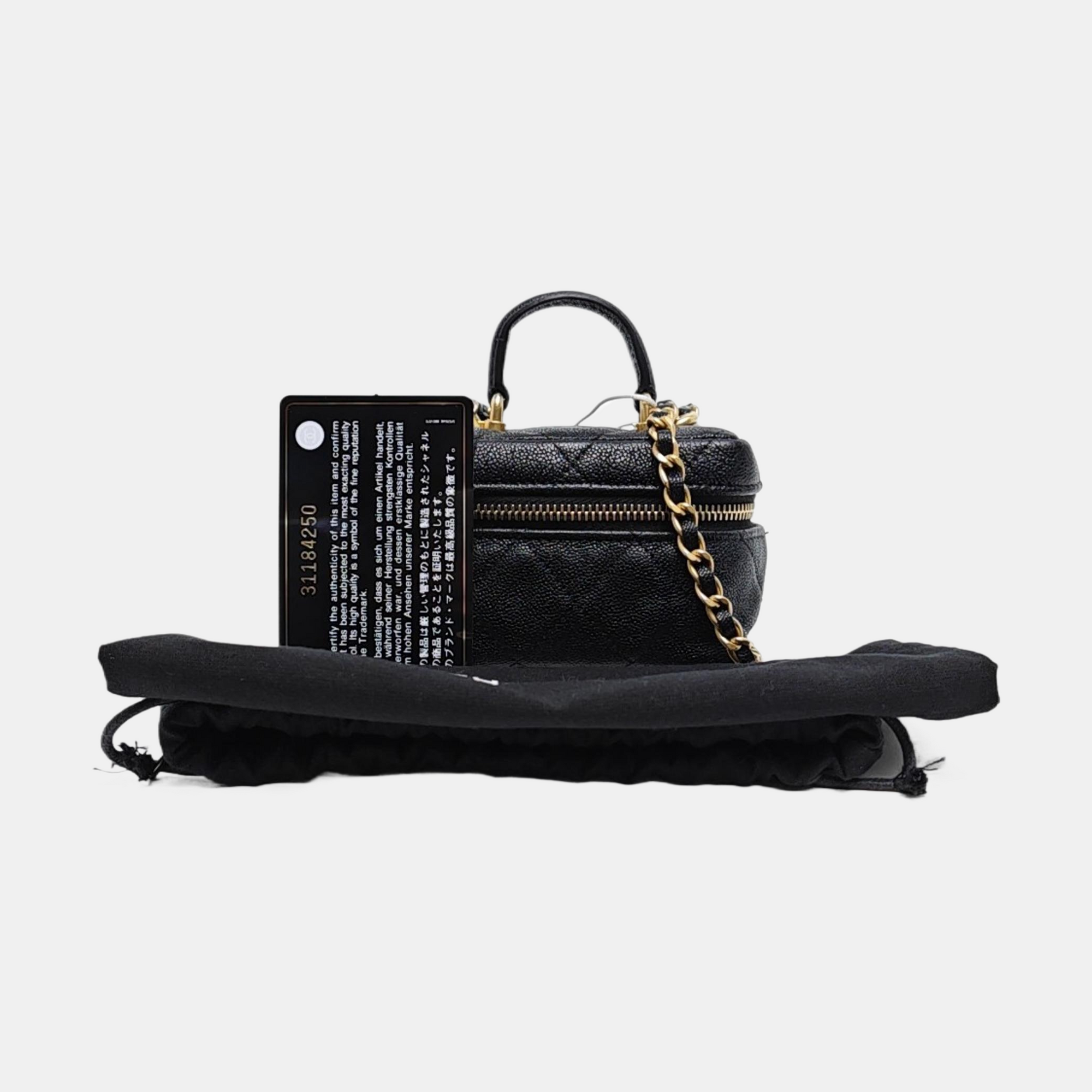 Quilted Grained Calfskin Small Black