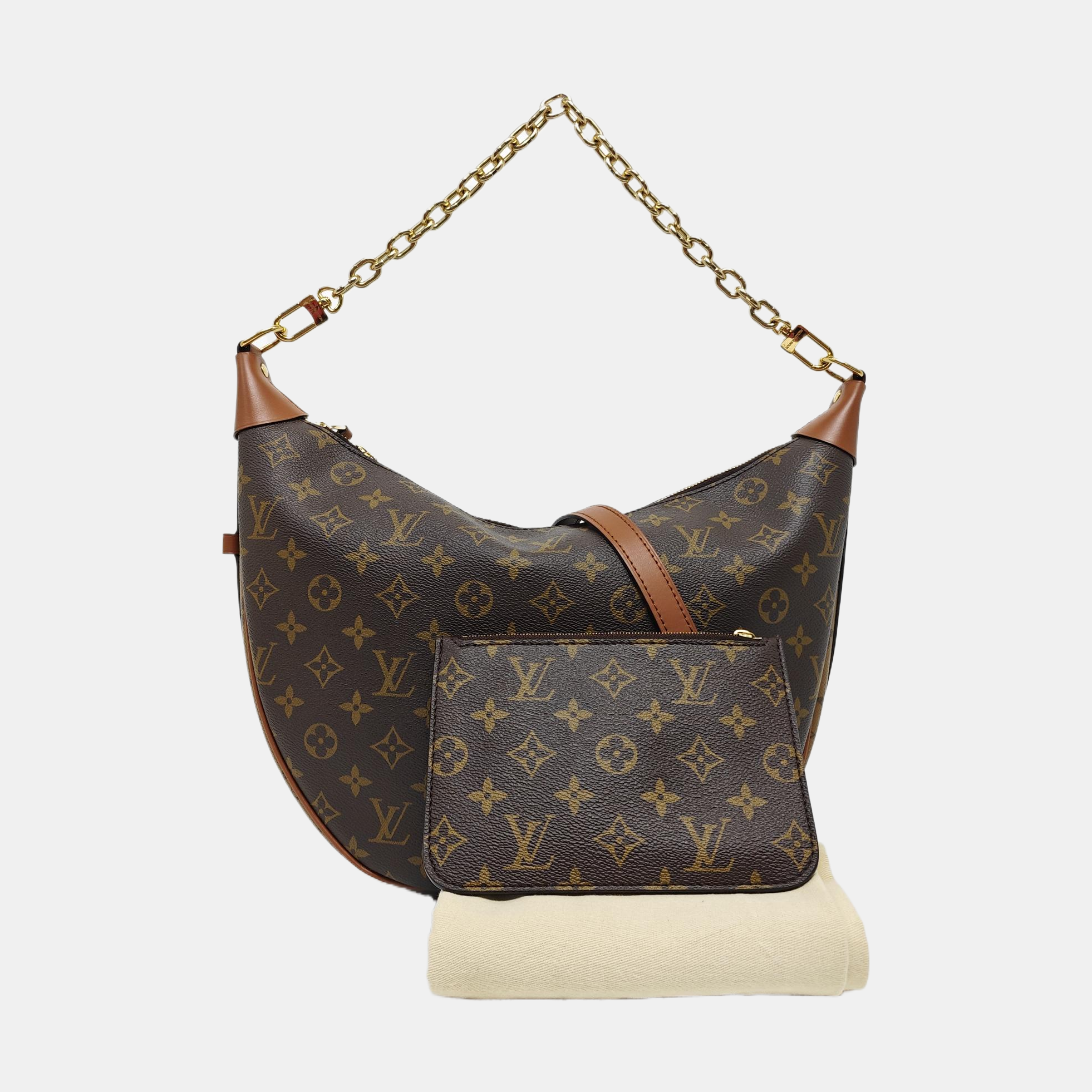LOOP HOBO Monogram Coated Canvas Brown