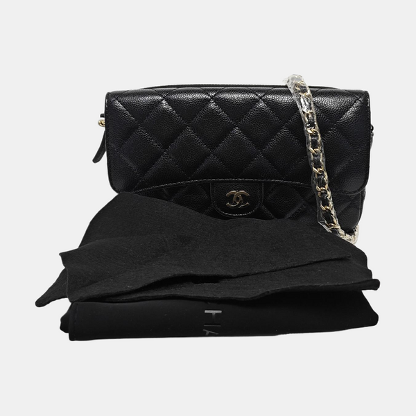 CLASSIC FLAP Mini Quilted Grained Calfskin Black