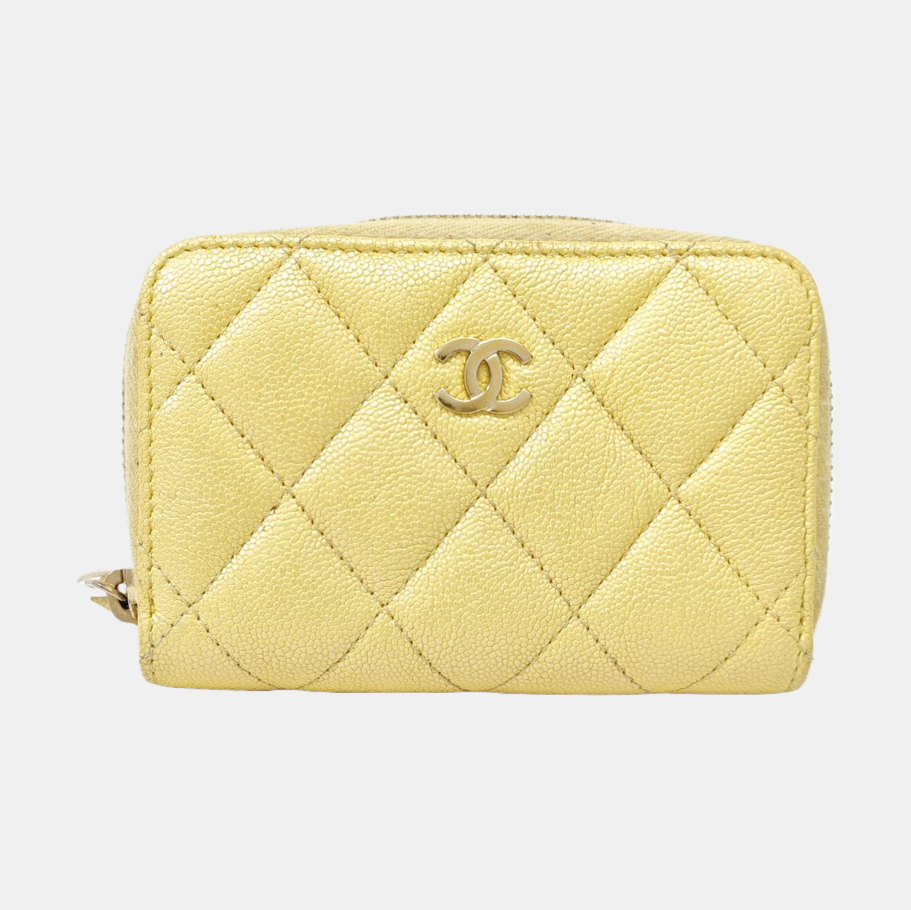 Quilted Grained Calfskin Wallet Yellow
