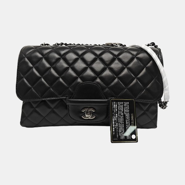 Quilted Lambskin Shoulder Bag Black