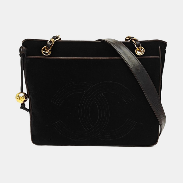 Quilted Fabric Shoulder Bag Black