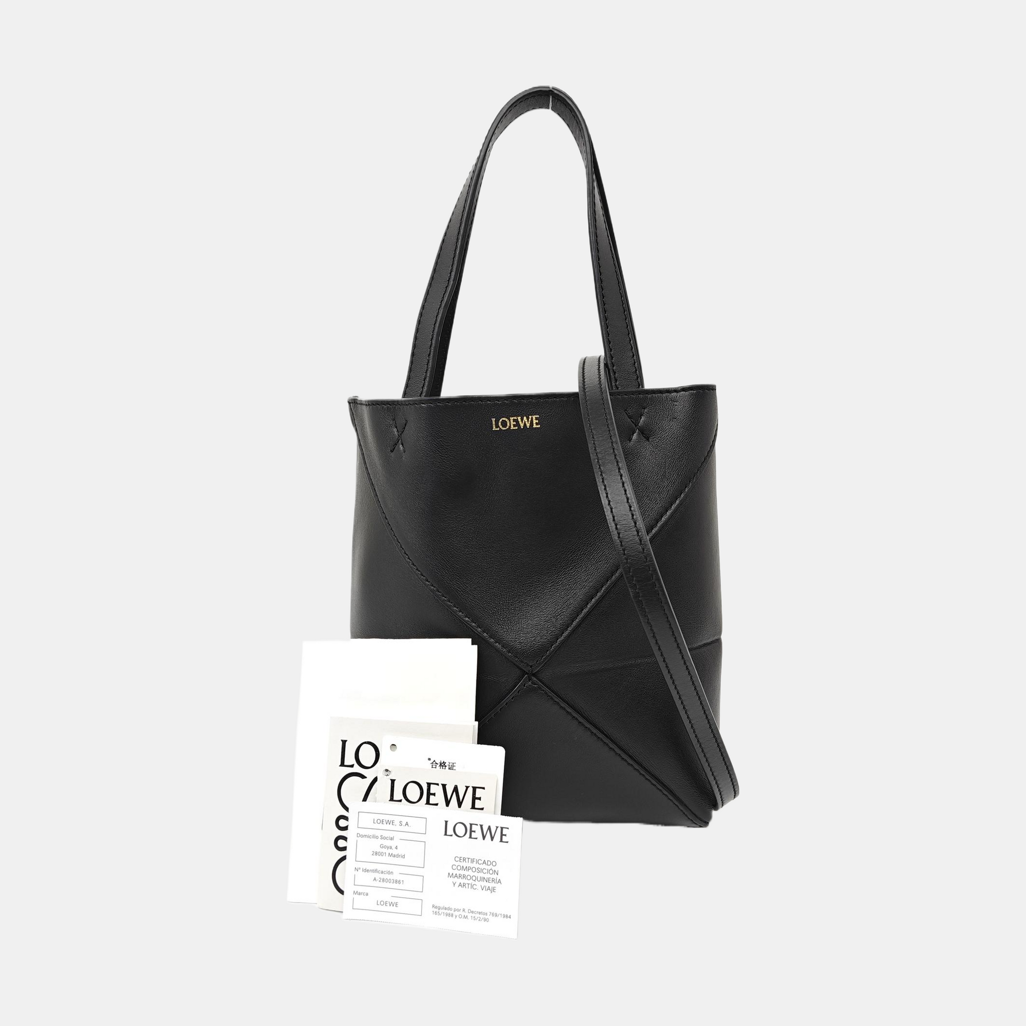 Puzzle Fold Mini Calfskin Black