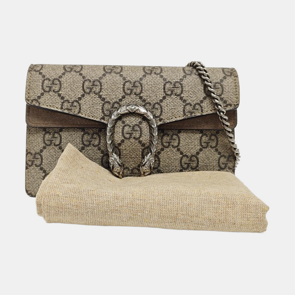 Dionysus Super Mini Monogram Coated Canvas Beige