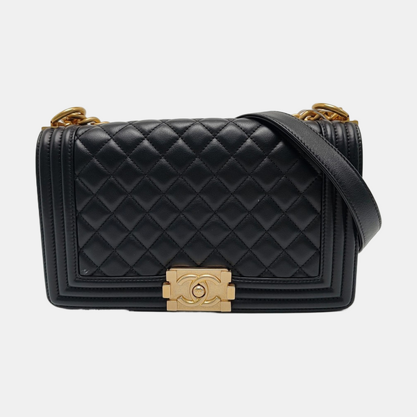BOY CHANEL Medium Quilted Calfskin Black