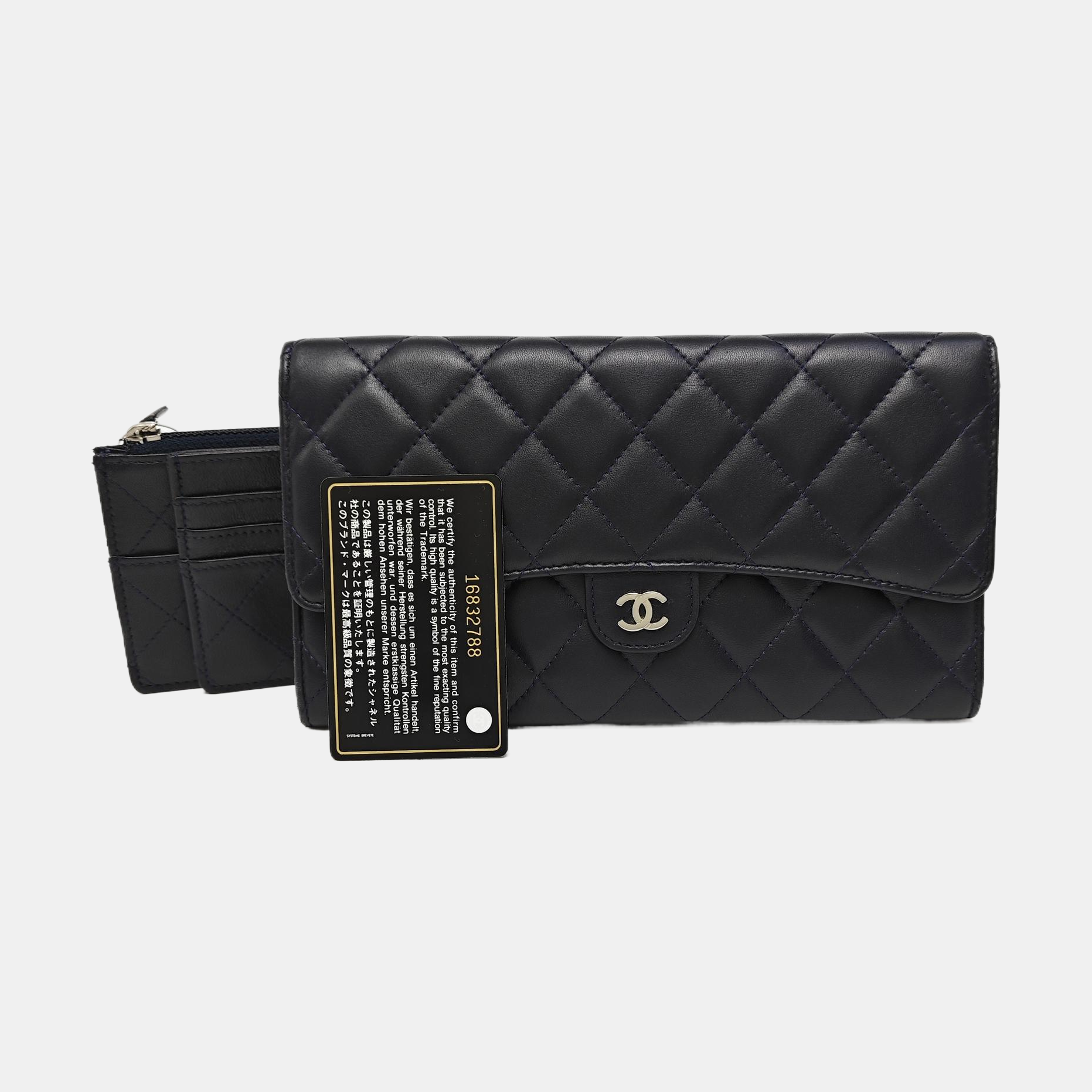 CLASSIC FLAP Mini Quilted Lambskin Blue Wallet
