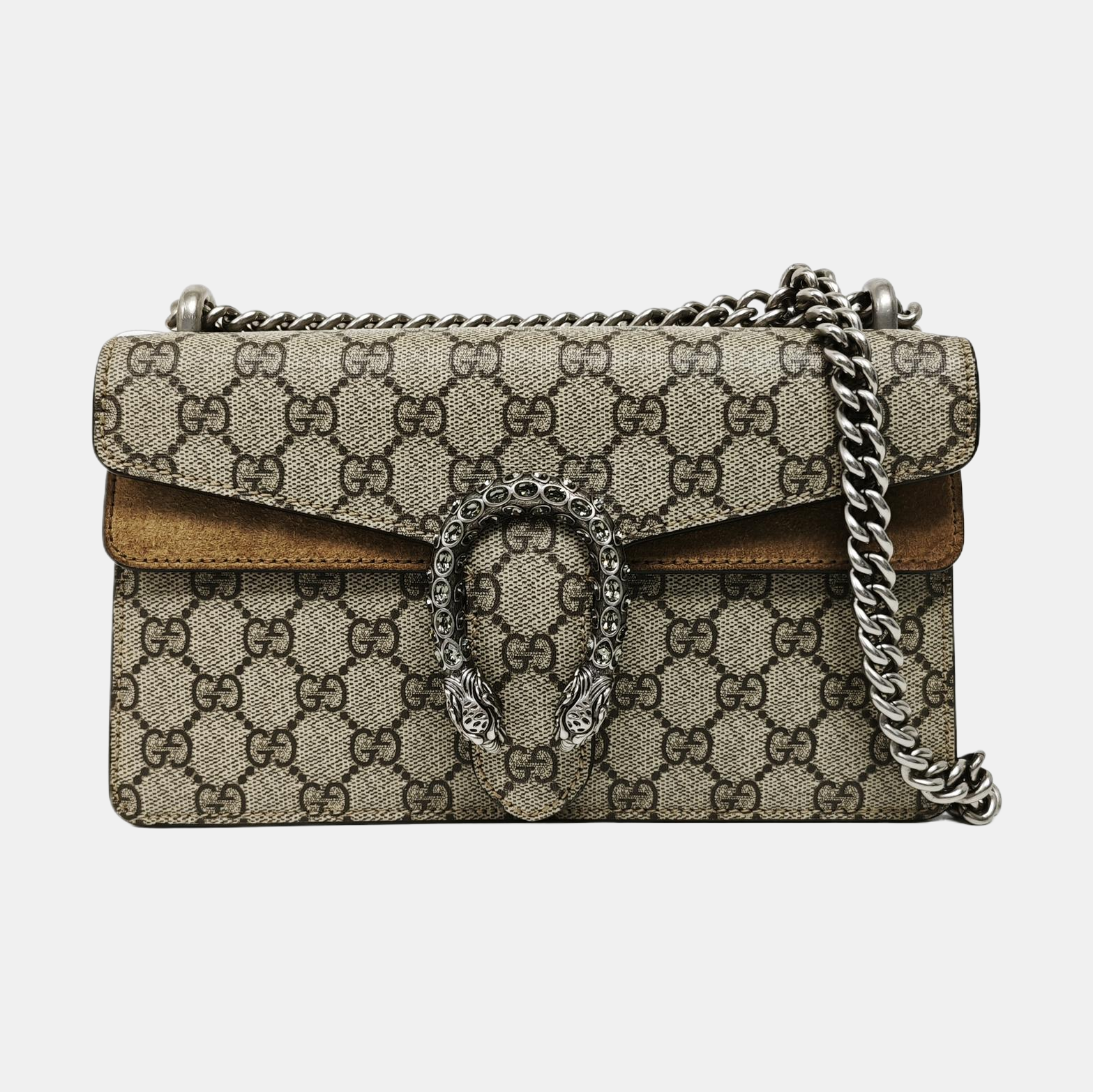 Dionysus Small Monogram Coated Canvas Beige