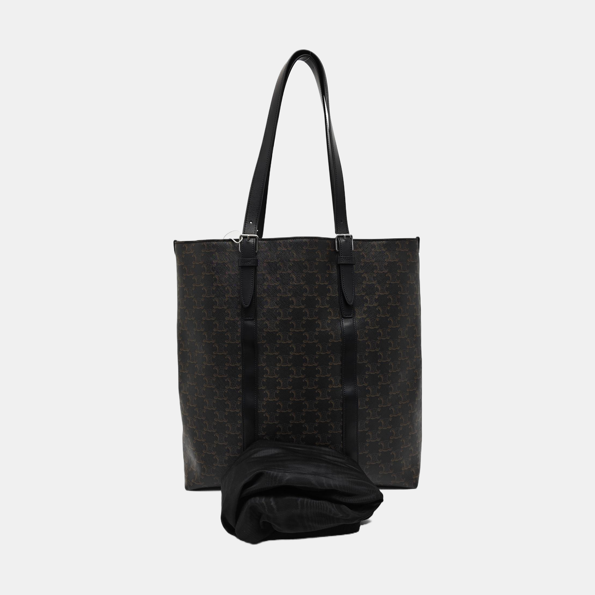 Coated Canvas Top Handle Bag Black