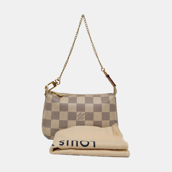 Authenticated pre-owned  ACCESSOIRES Mini Damier Azur Coated Canvas White - Top Handle Bag at Looply